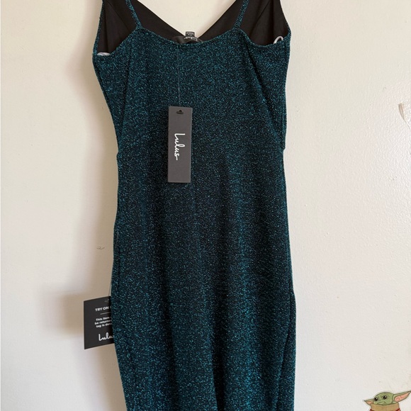 Lulu’s Metallic Teal Bodycon Dress Size XS - Picture 15 of 16